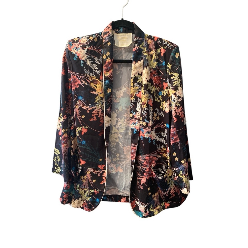 California Moonrise Black Floral Open Blazer Size Small BNWT